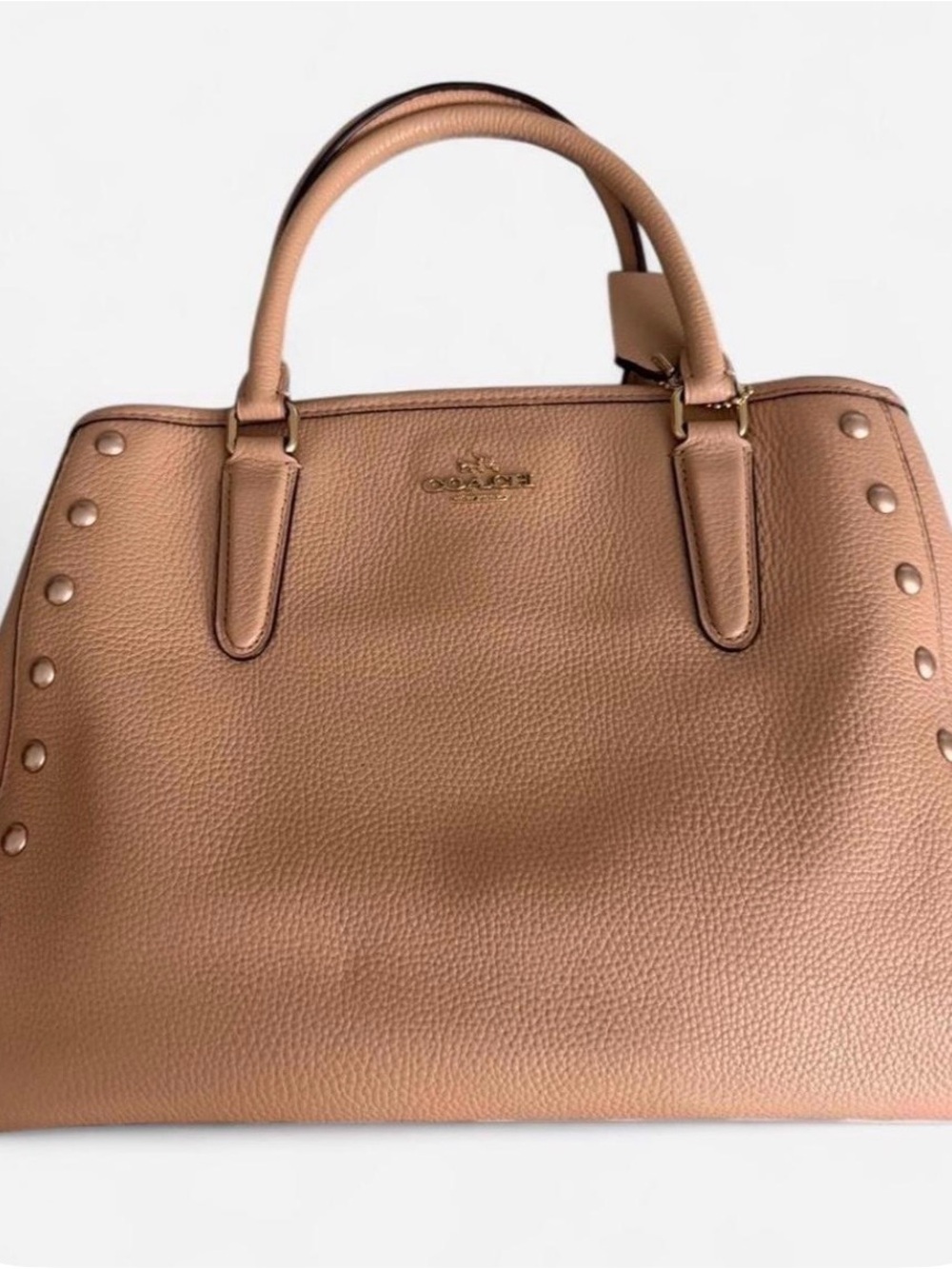 Margot Carryall Coach Pebbled Leather Satchel with rivets